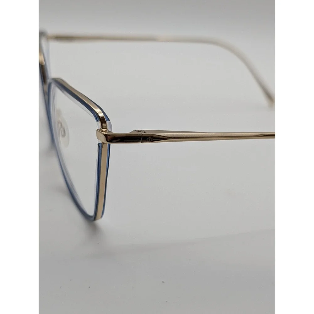 Rag & Bone RNB3028 Blue Gold Eyeglasses Frames Only 55-17 Geometric Metal Womens